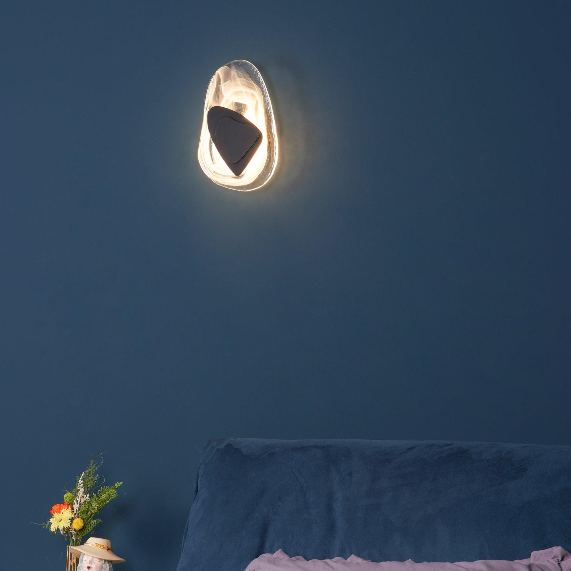 Modern Artistic Black Glass Wall Light for Living Room or Bedroom
