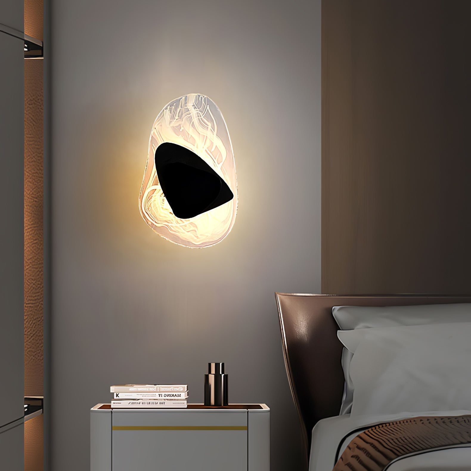 Modern Artistic Black Glass Wall Light for Living Room or Bedroom