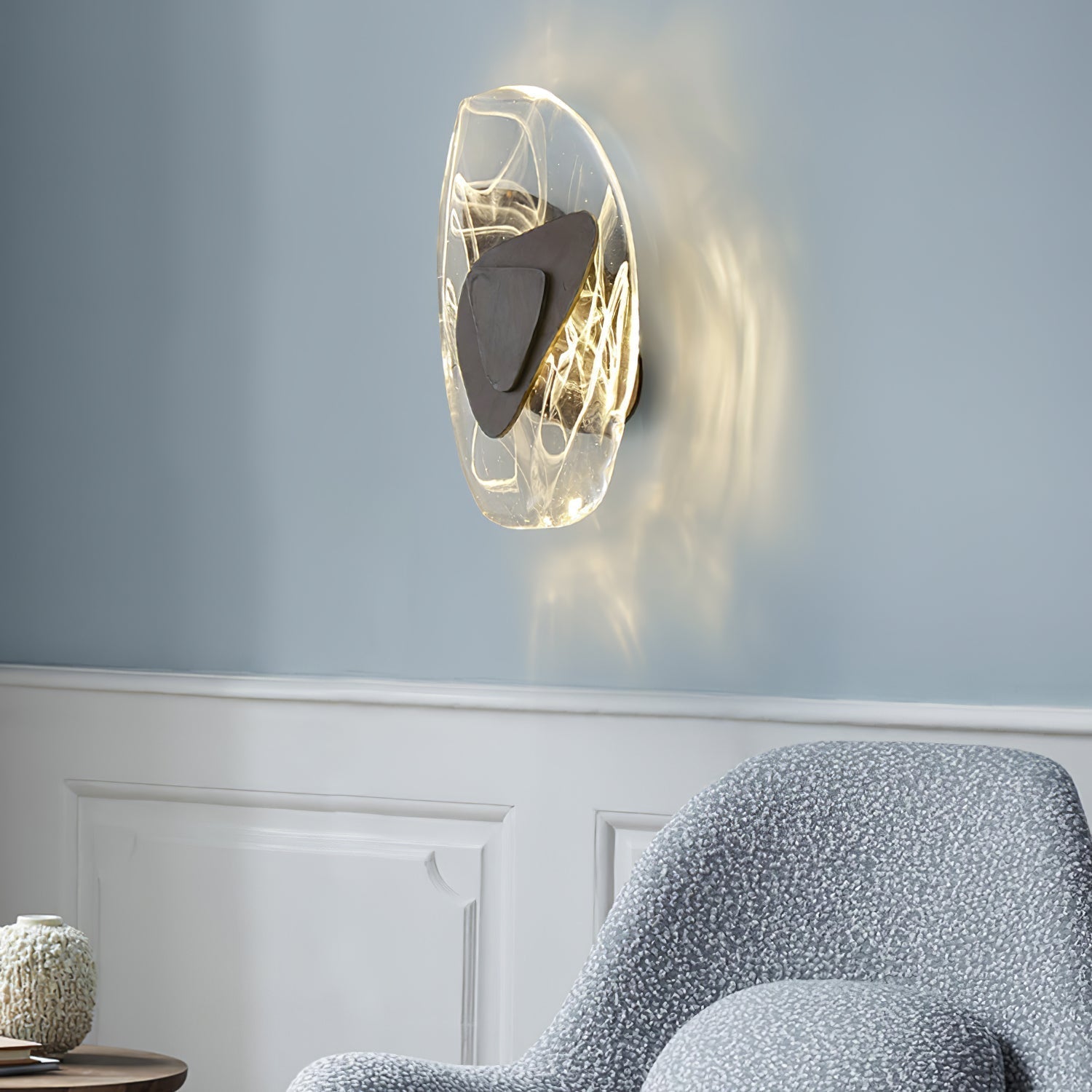 Modern Artistic Black Glass Wall Light for Living Room or Bedroom