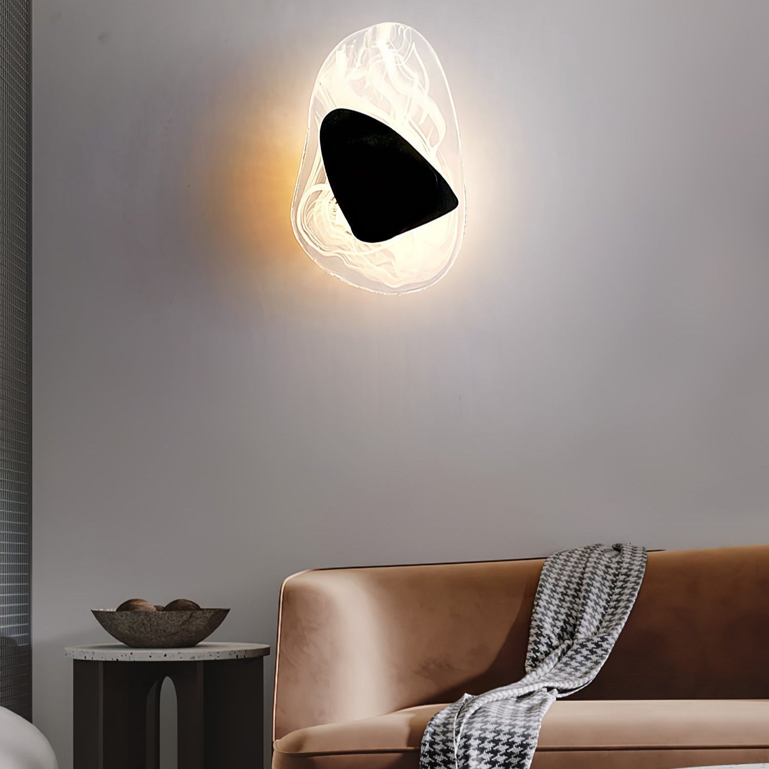 Modern Artistic Black Glass Wall Light for Living Room or Bedroom