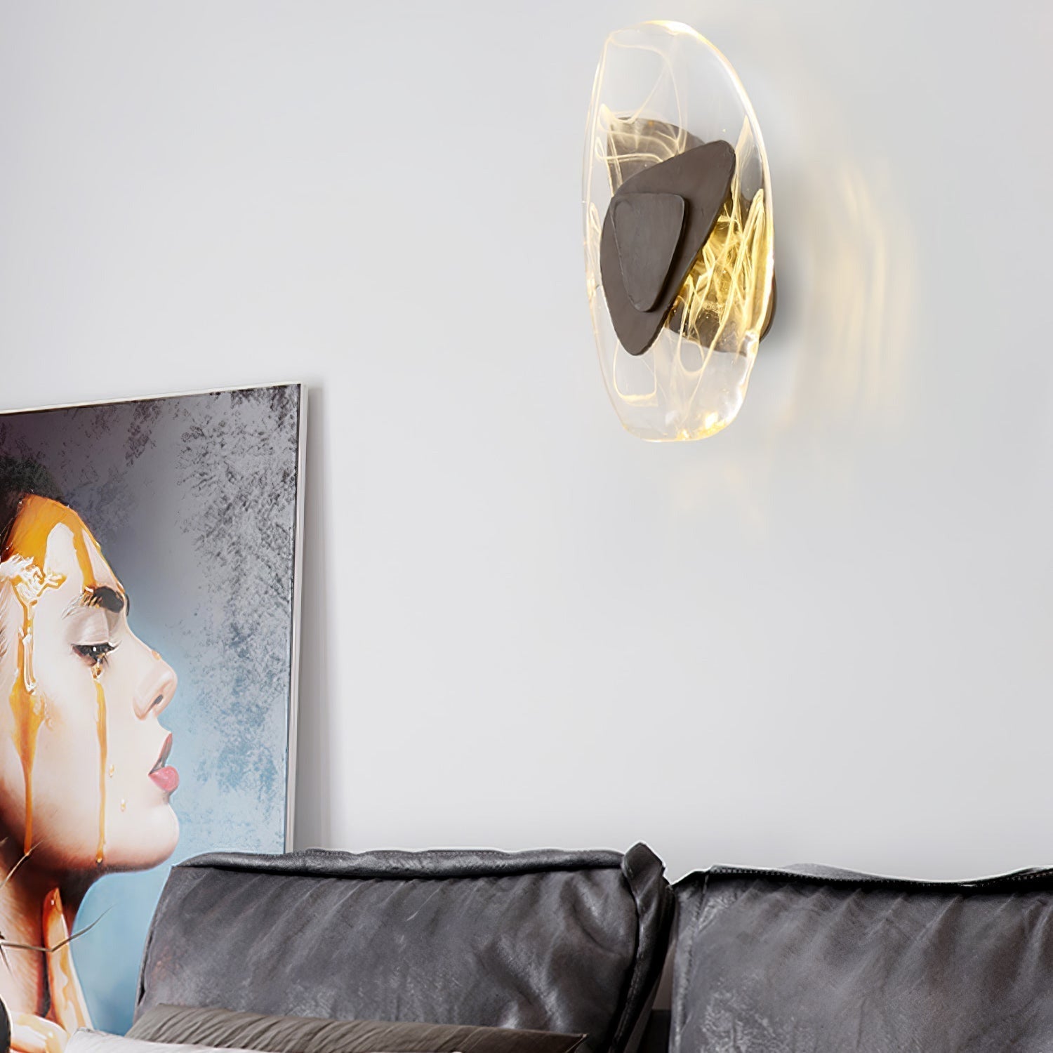 Modern Artistic Black Glass Wall Light for Living Room or Bedroom