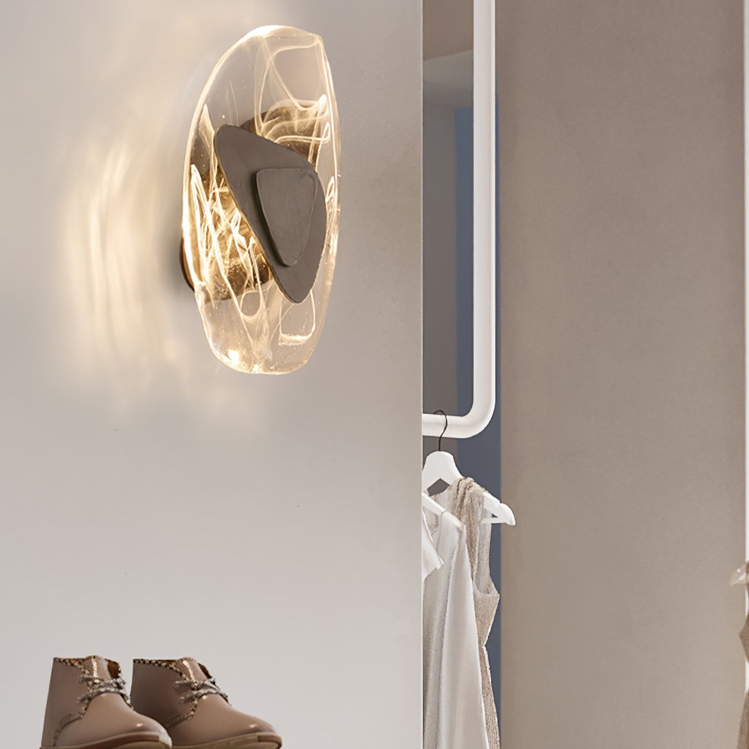 Modern Artistic Black Glass Wall Light for Living Room or Bedroom