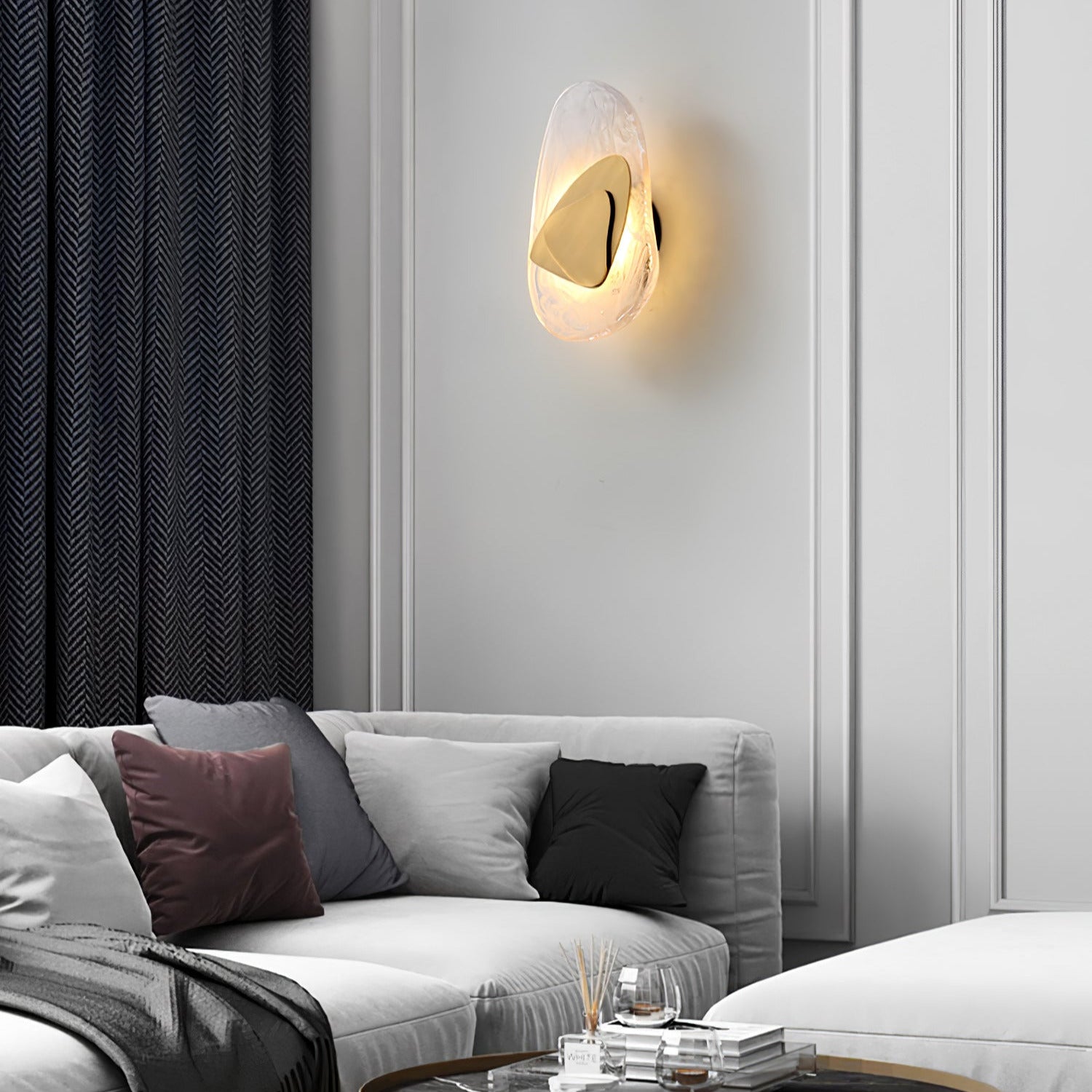 Modern Artistic Black Glass Wall Light for Living Room or Bedroom
