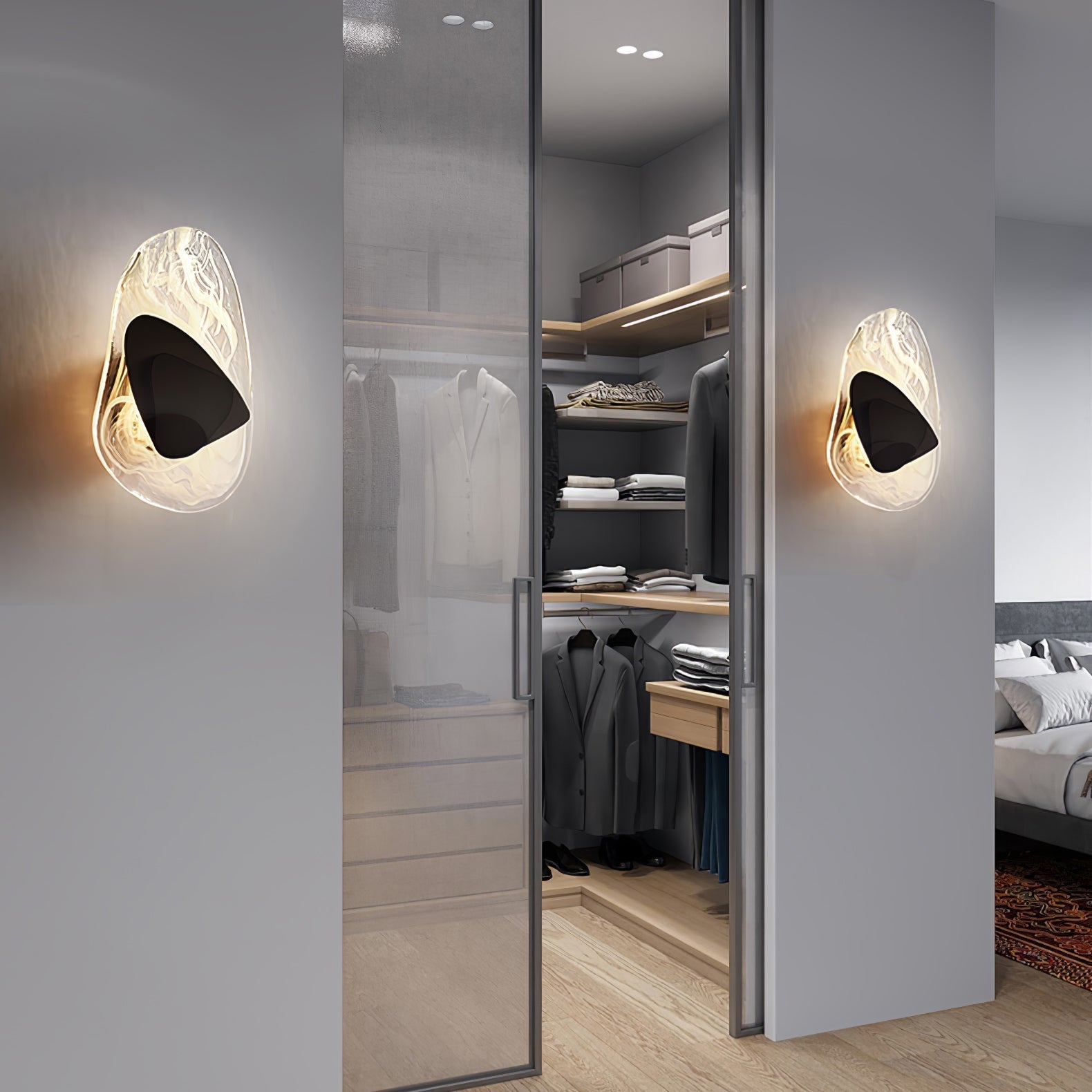 Modern Artistic Black Glass Wall Light for Living Room or Bedroom