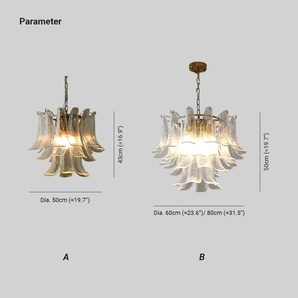 Murano Style Glass Petal Chandelier for Dining or Living Room