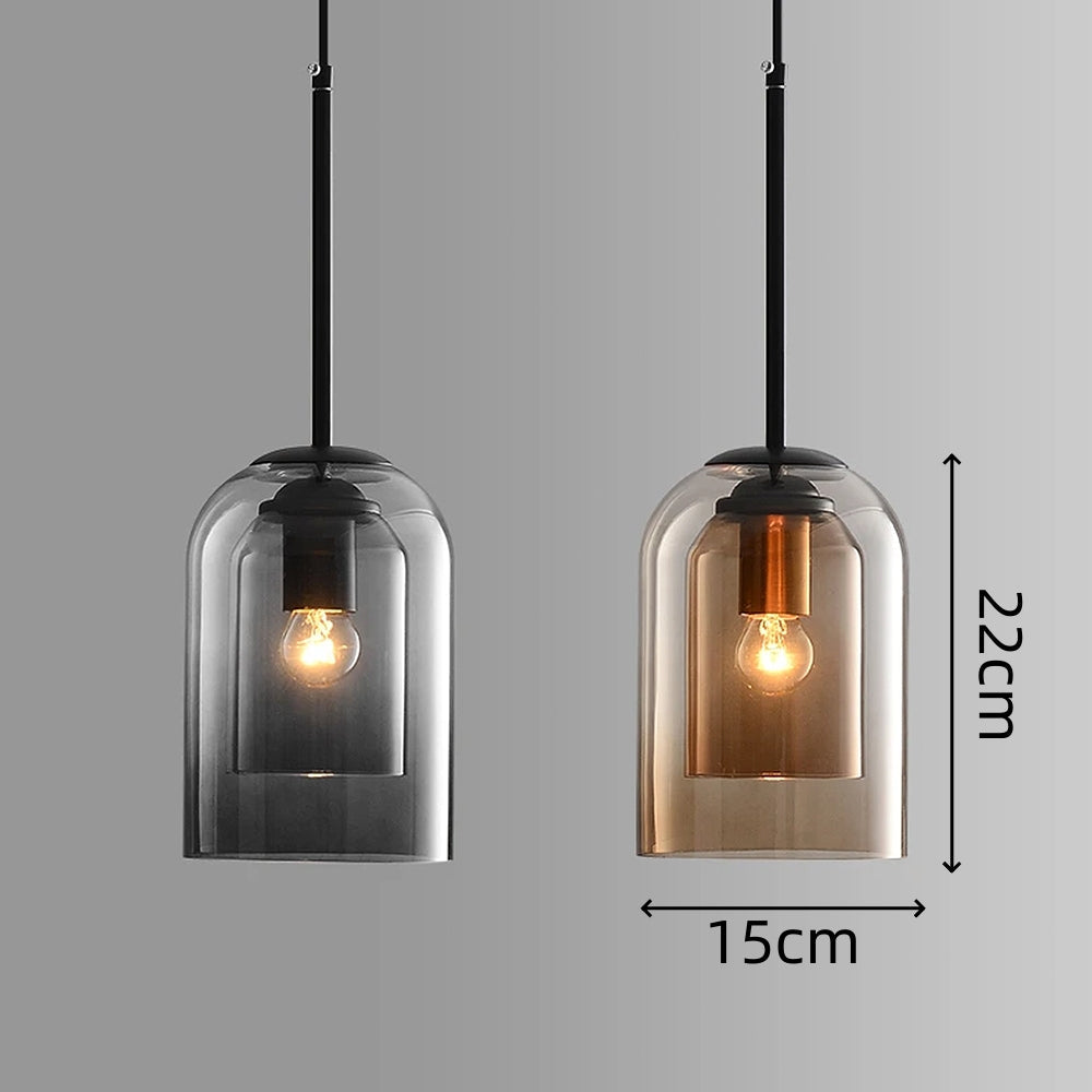 Modern Double Layer Glass Pendant Light for Dining Room and Kitchen