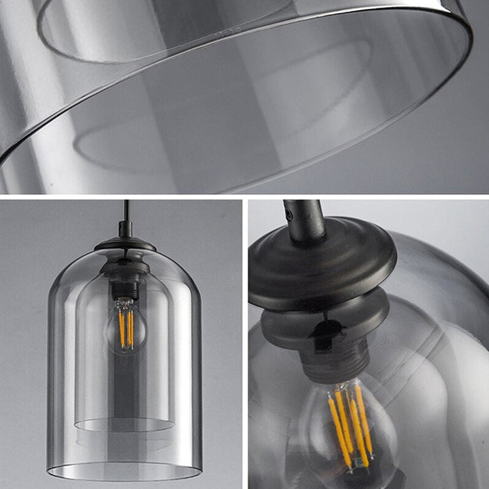 Modern Double Layer Glass Pendant Light for Dining Room and Kitchen