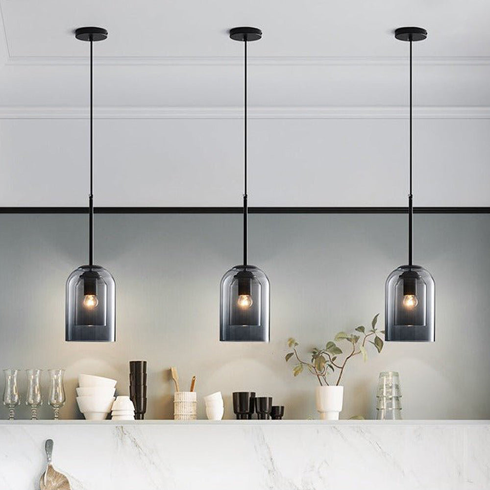 Modern Double Layer Glass Pendant Light for Dining Room and Kitchen