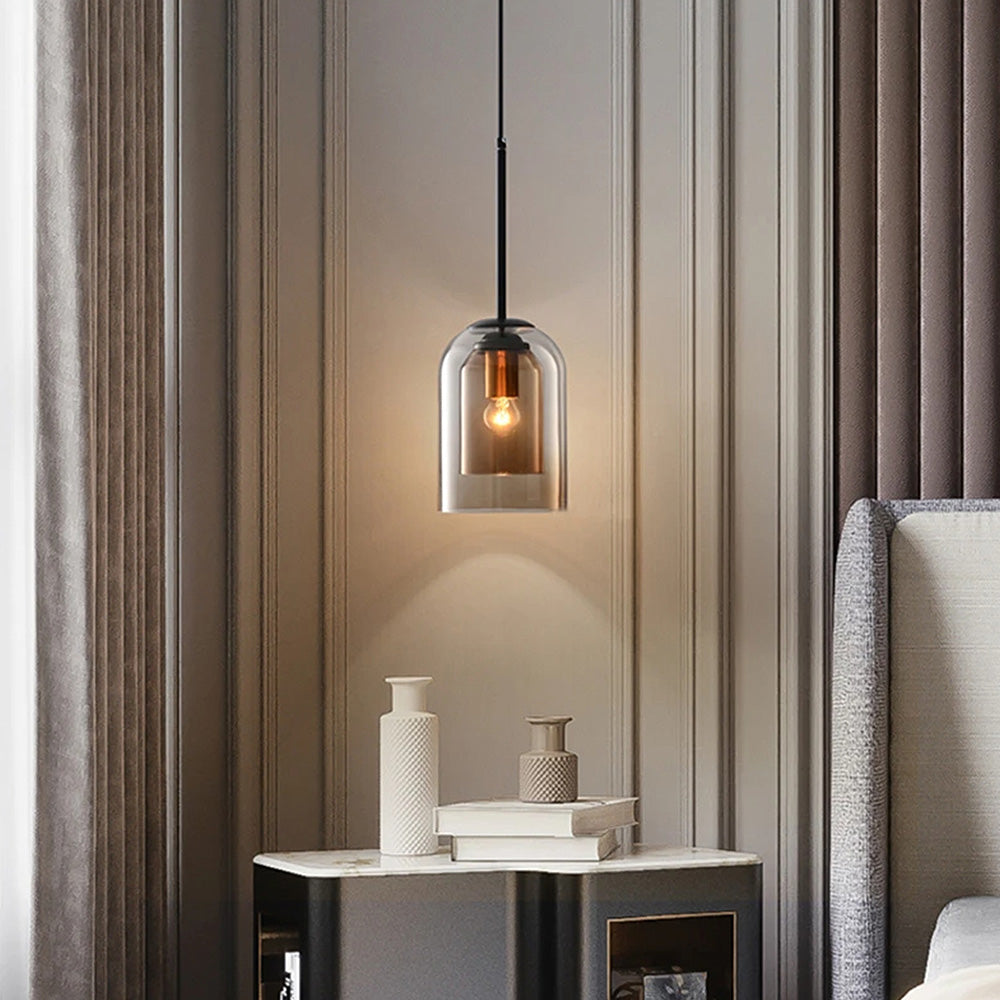 Modern Double Layer Glass Pendant Light for Dining Room and Kitchen