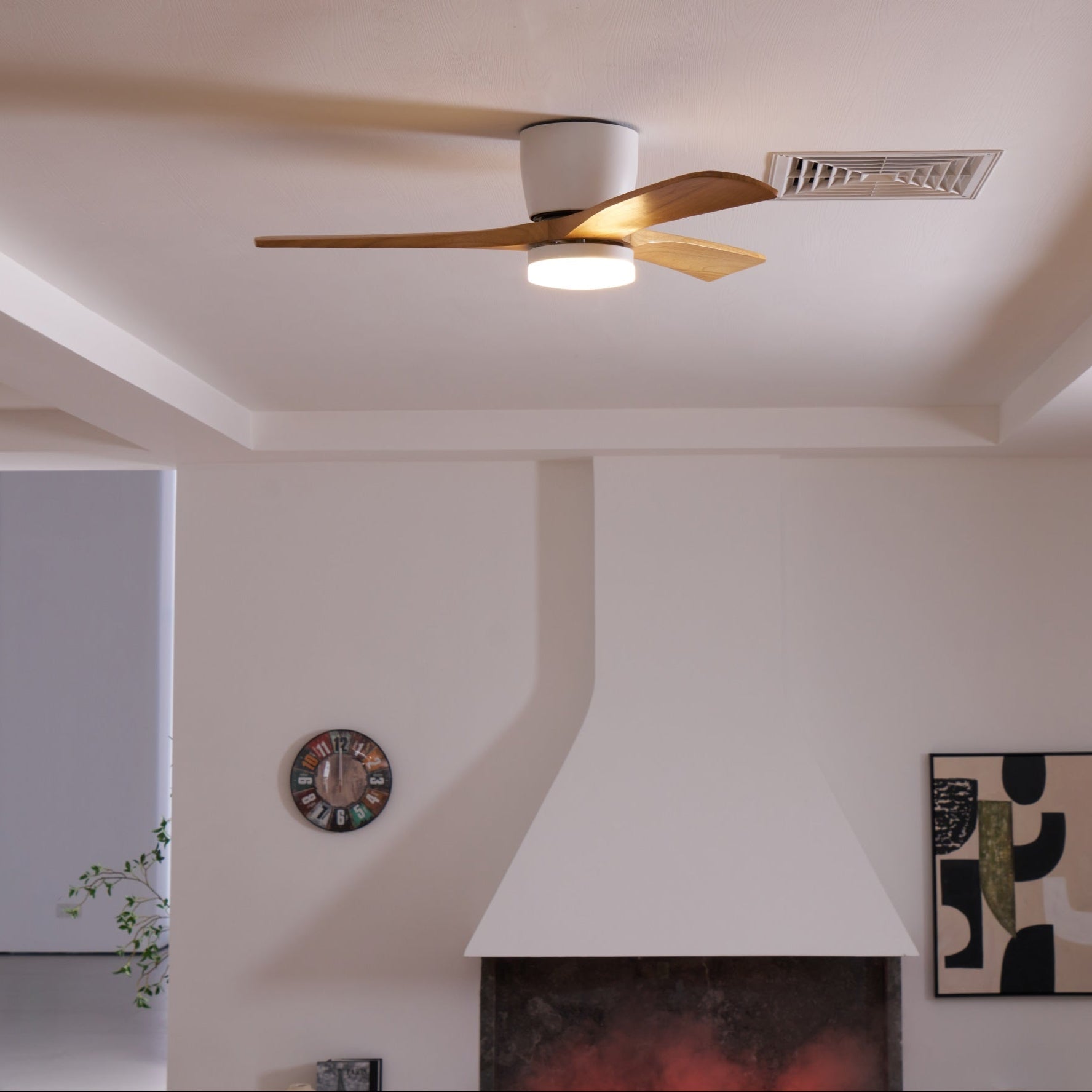 Nordic Wooden Ceiling Fan Light with Remote LED