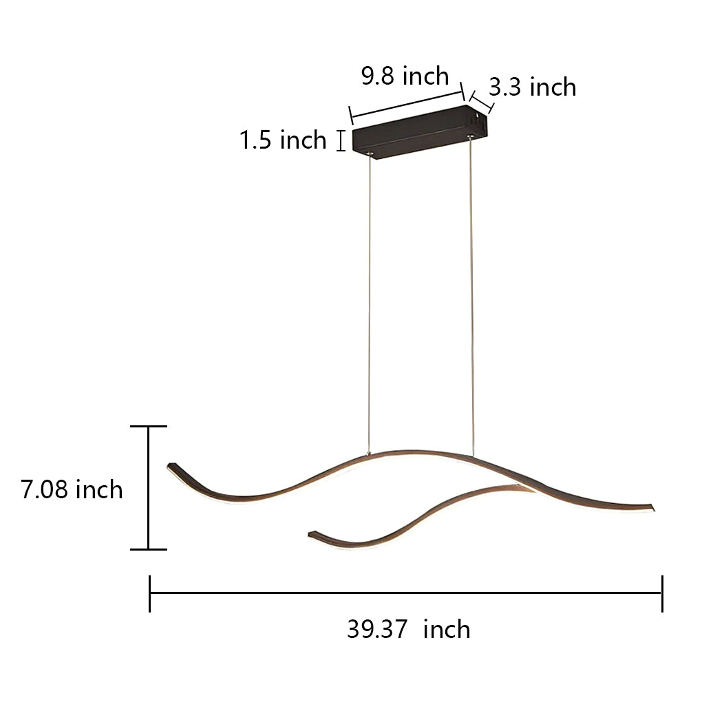 Wave LED Linear Branch Pendant Light for Kitchen Island or Dining Room