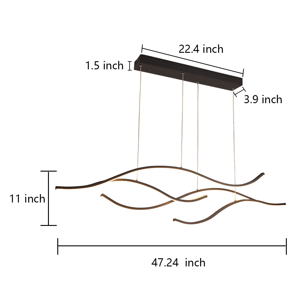 Wave LED Linear Branch Pendant Light for Kitchen Island or Dining Room