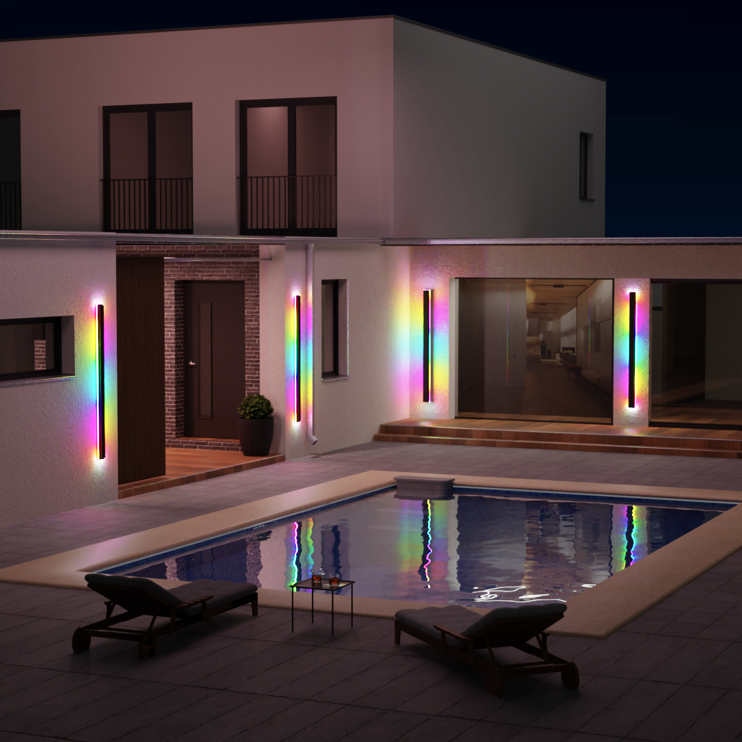 Minimalist RGB LED Outdoor Wall Light Waterproof Linear