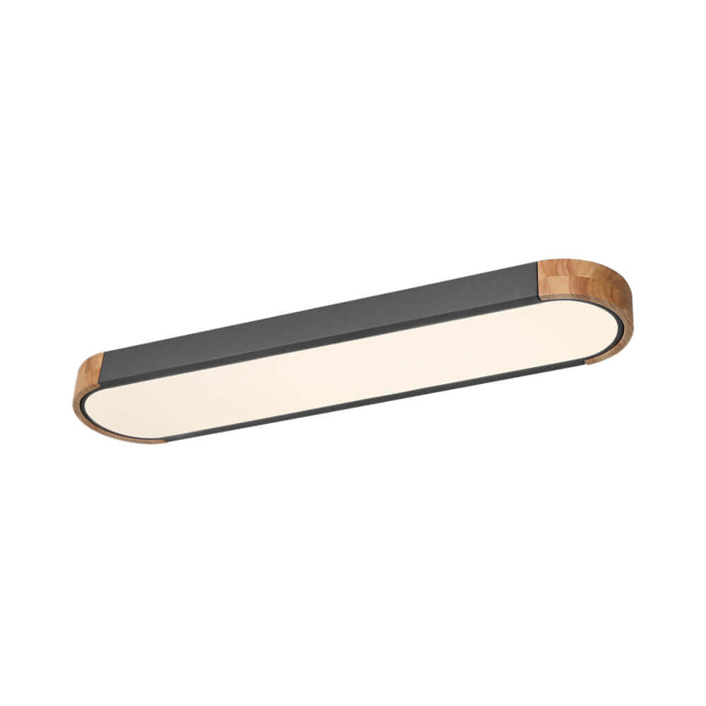 Minimalist Dimmable Oval LED Ceiling Light with Wood Accents