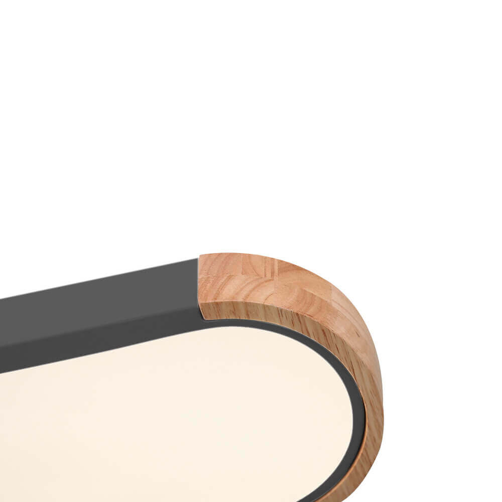 Minimalist Dimmable Oval LED Ceiling Light with Wood Accents