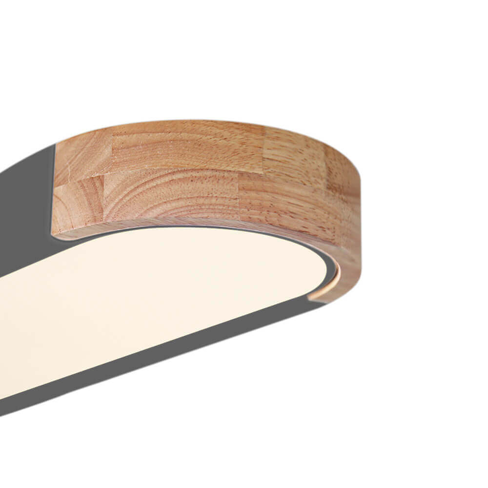 Minimalist Dimmable Oval LED Ceiling Light with Wood Accents