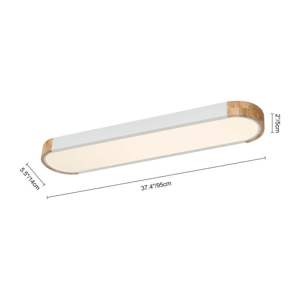 Minimalist Dimmable Oval LED Ceiling Light with Wood Accents