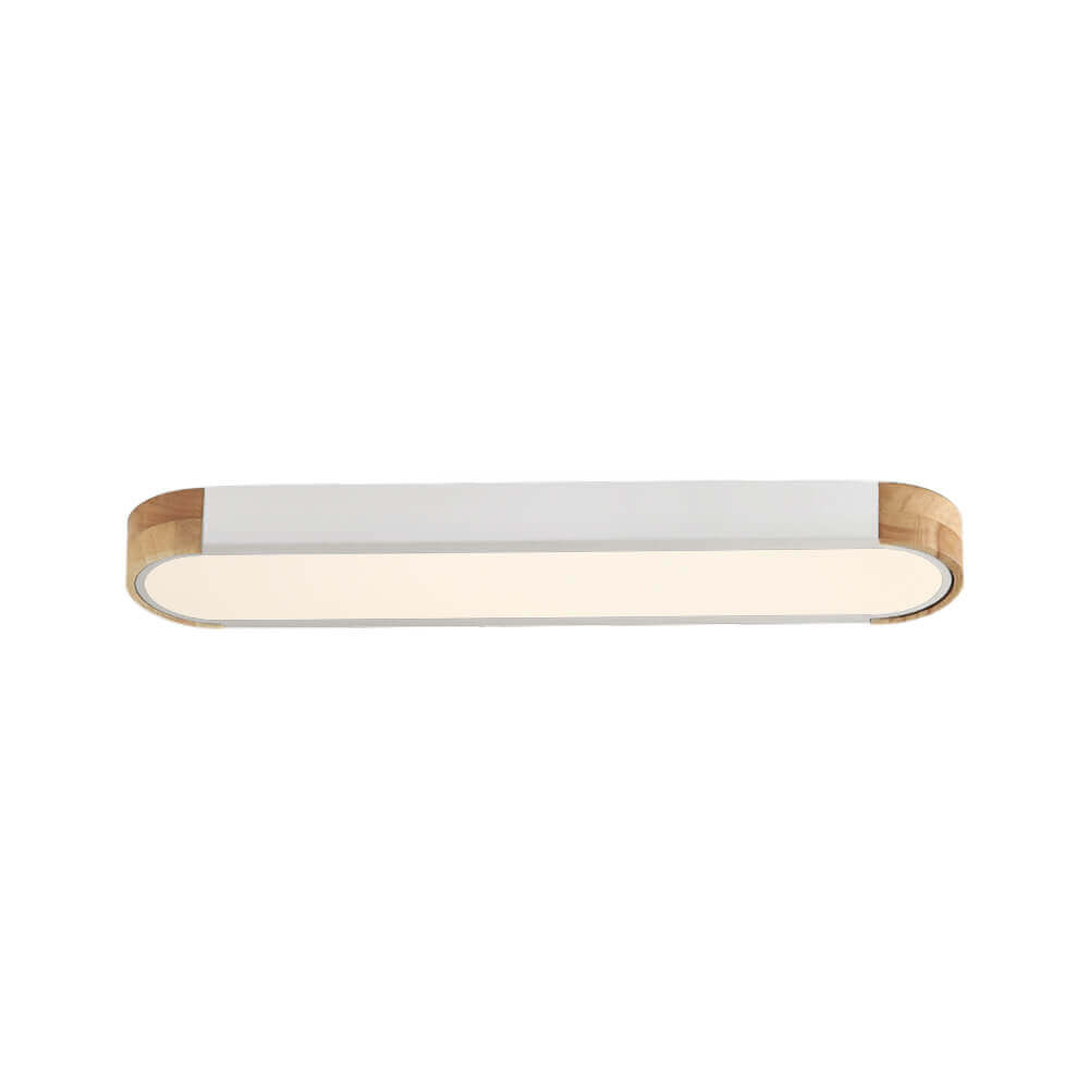 Minimalist Dimmable Oval LED Ceiling Light with Wood Accents