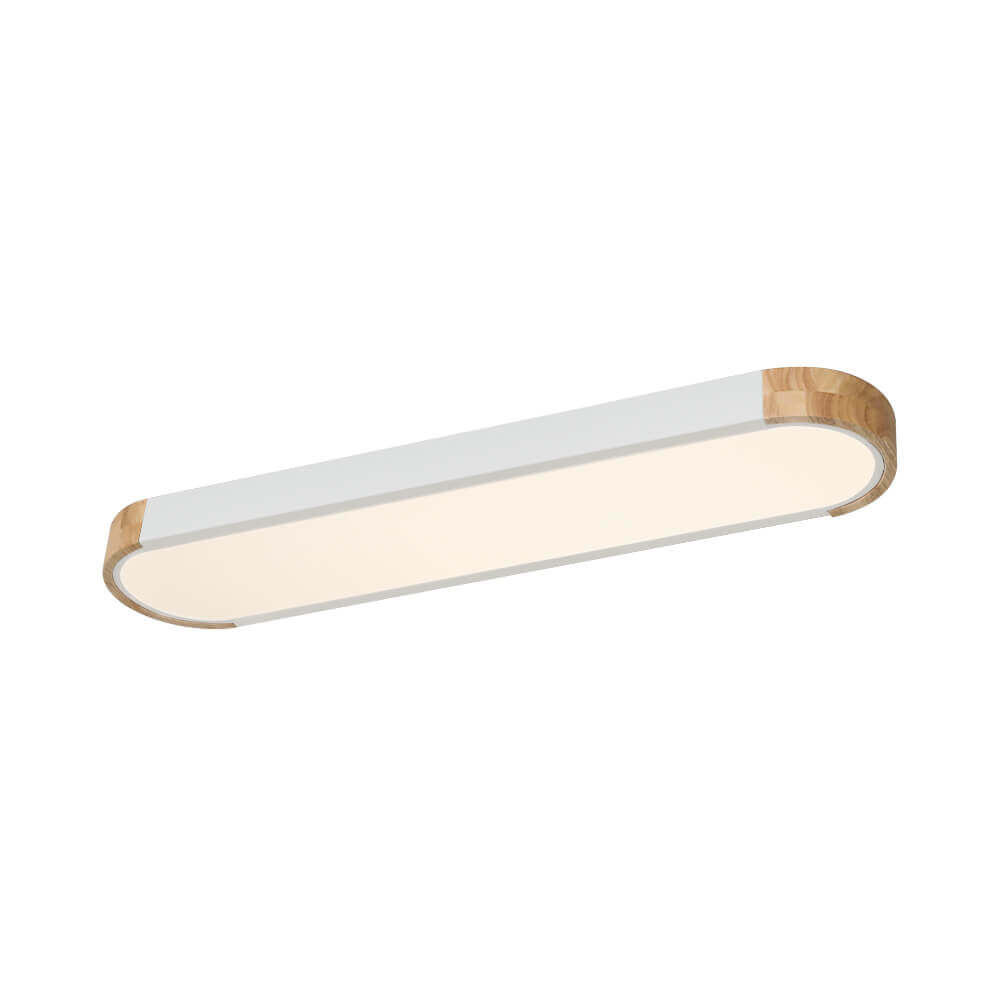 Minimalist Dimmable Oval LED Ceiling Light with Wood Accents