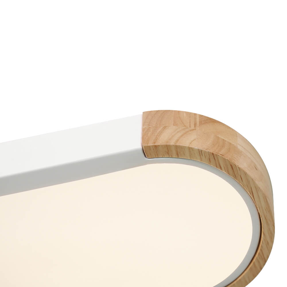 Minimalist Dimmable Oval LED Ceiling Light with Wood Accents