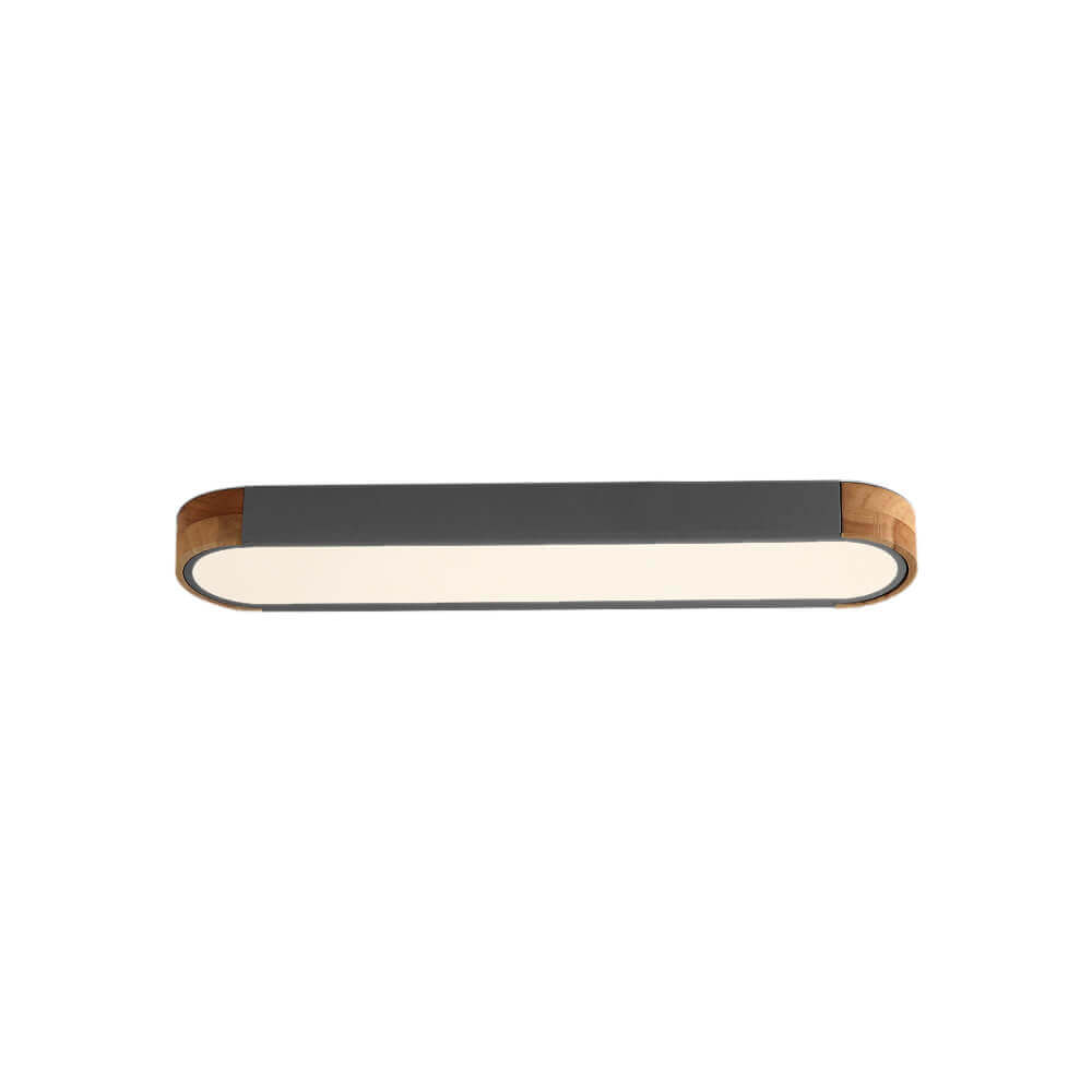 Minimalist Dimmable Oval LED Ceiling Light with Wood Accents