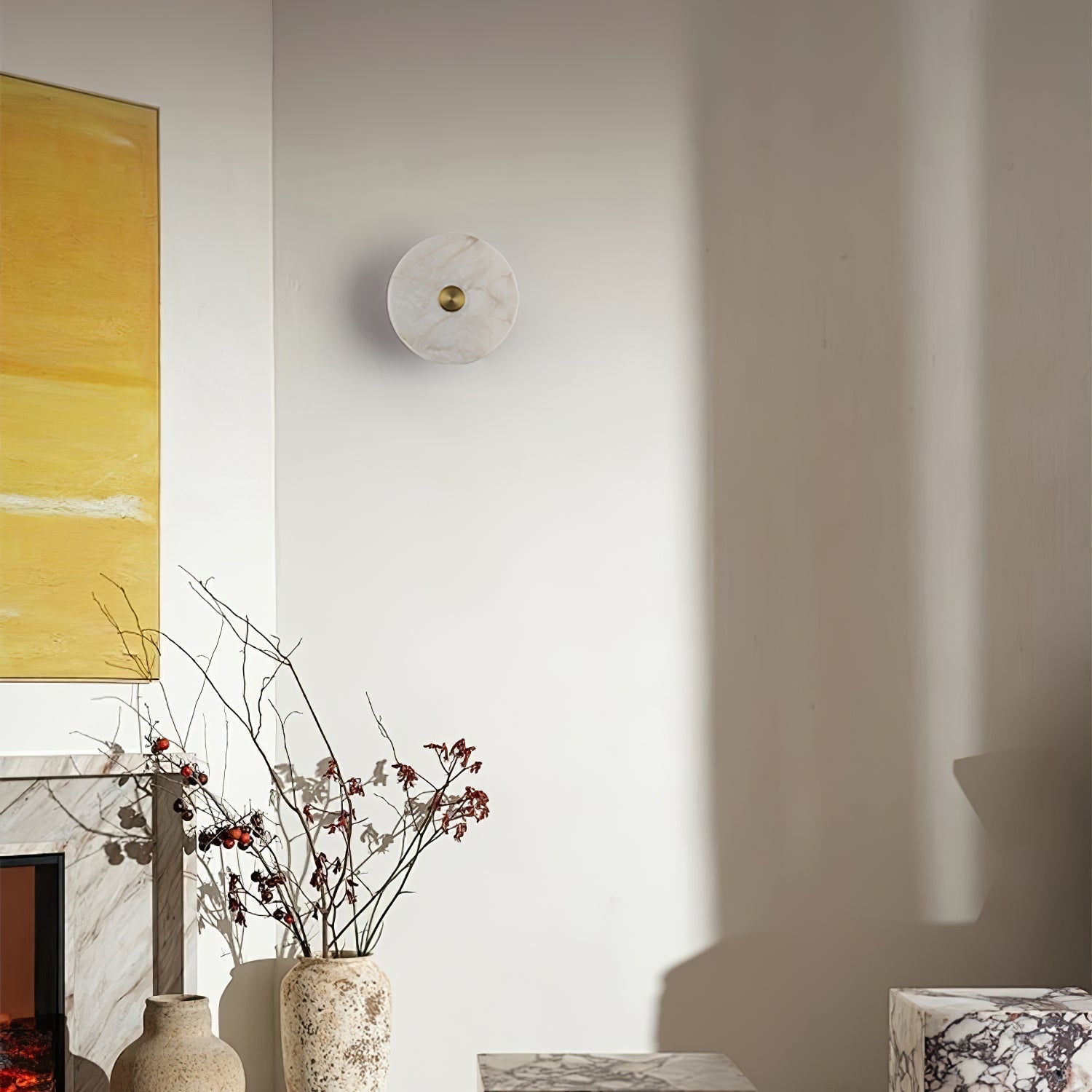 Modern Round Alabaster Wall Light for Elegant Interiors