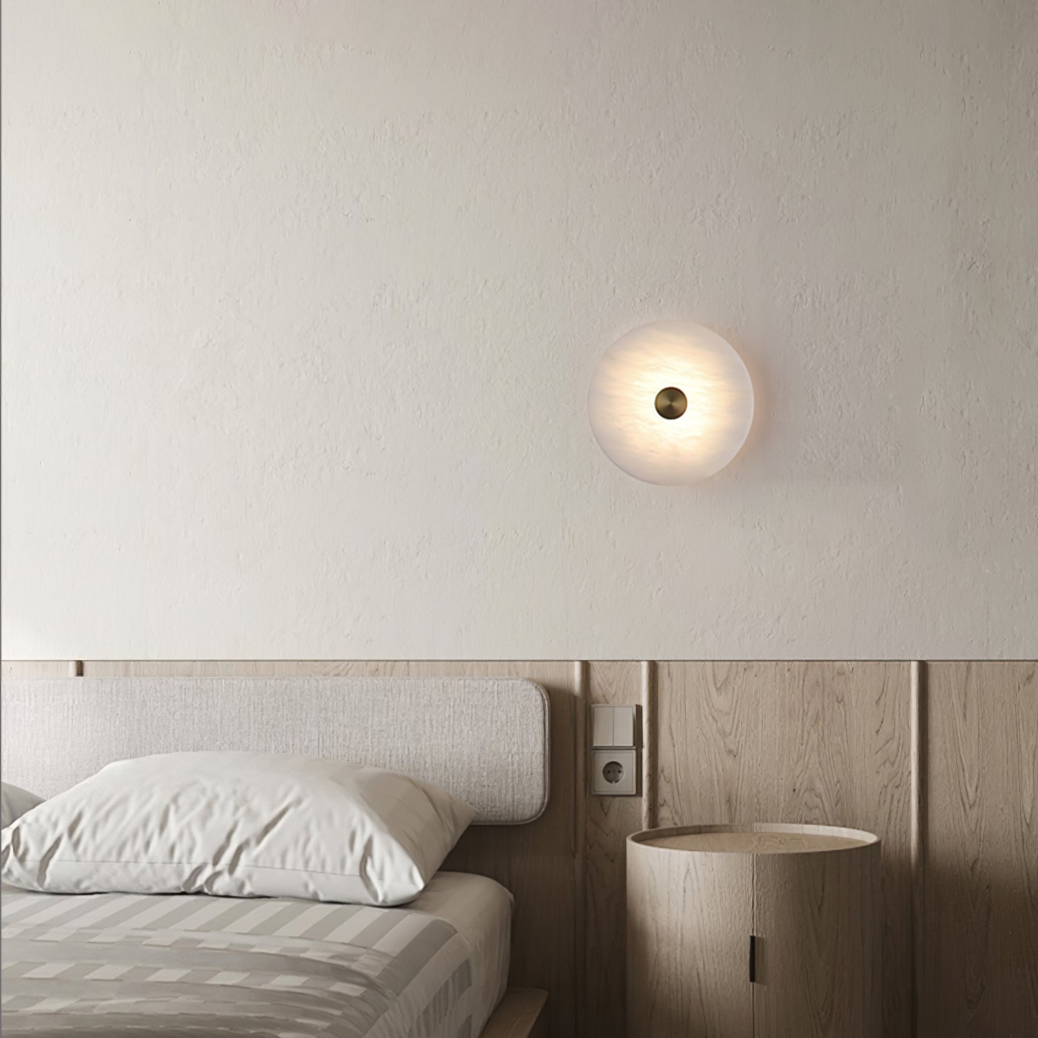 Modern Round Alabaster Wall Light for Elegant Interiors