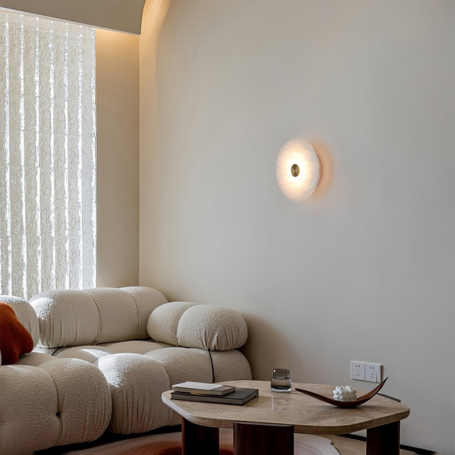 Modern Round Alabaster Wall Light for Elegant Interiors