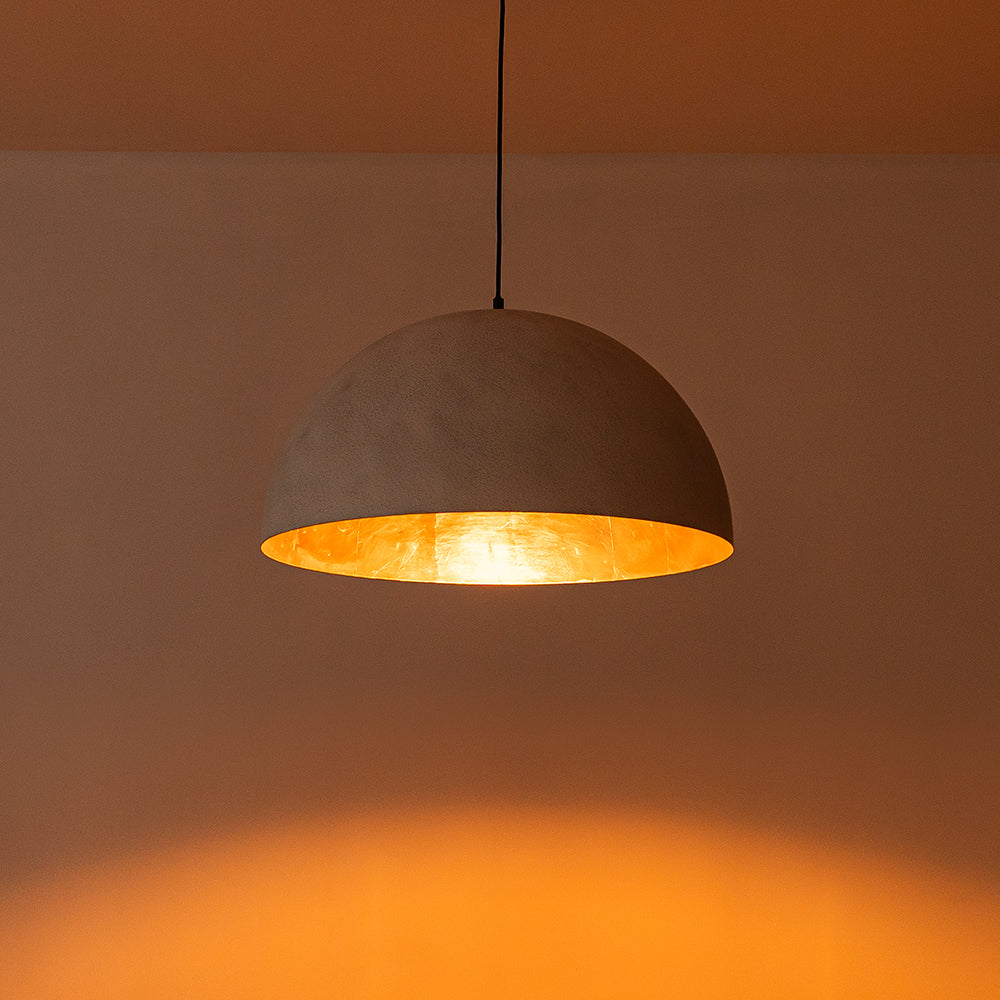 Oversized Dome Metal Pendant Light with Gold Interior