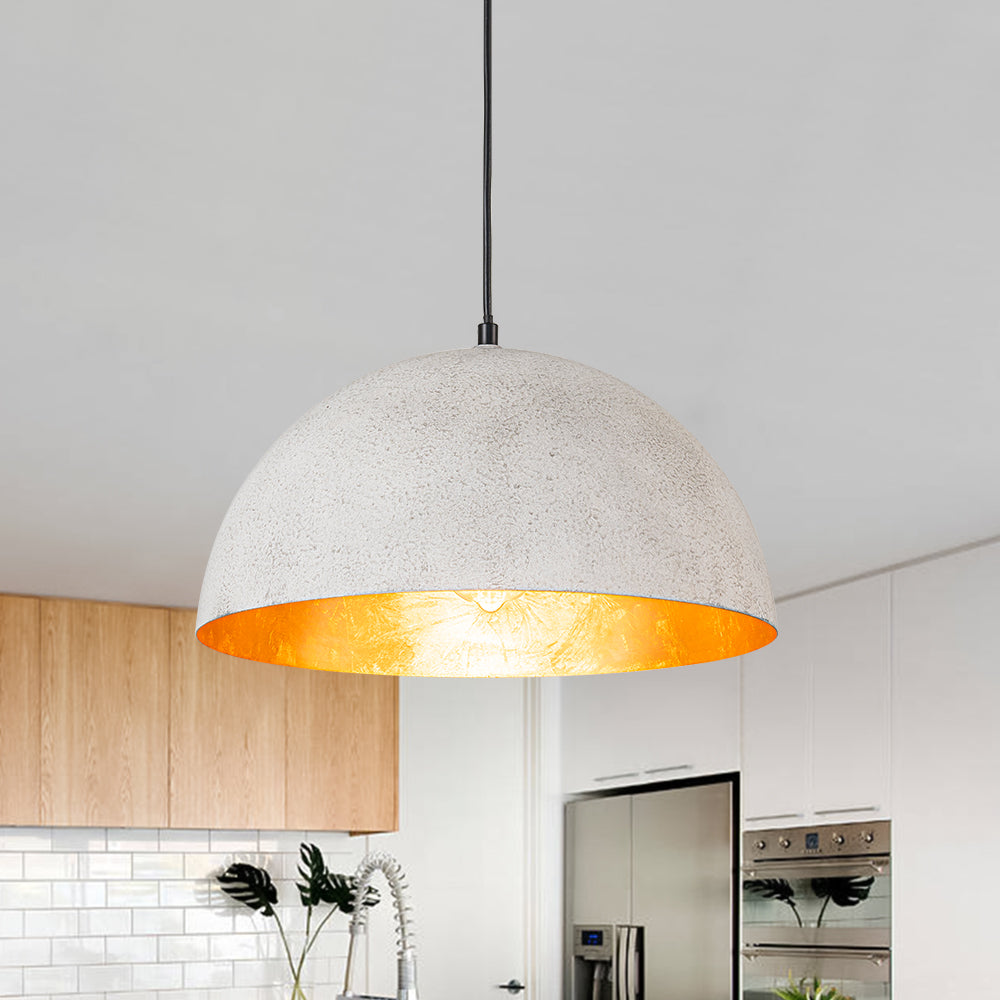 Oversized Dome Metal Pendant Light with Gold Interior