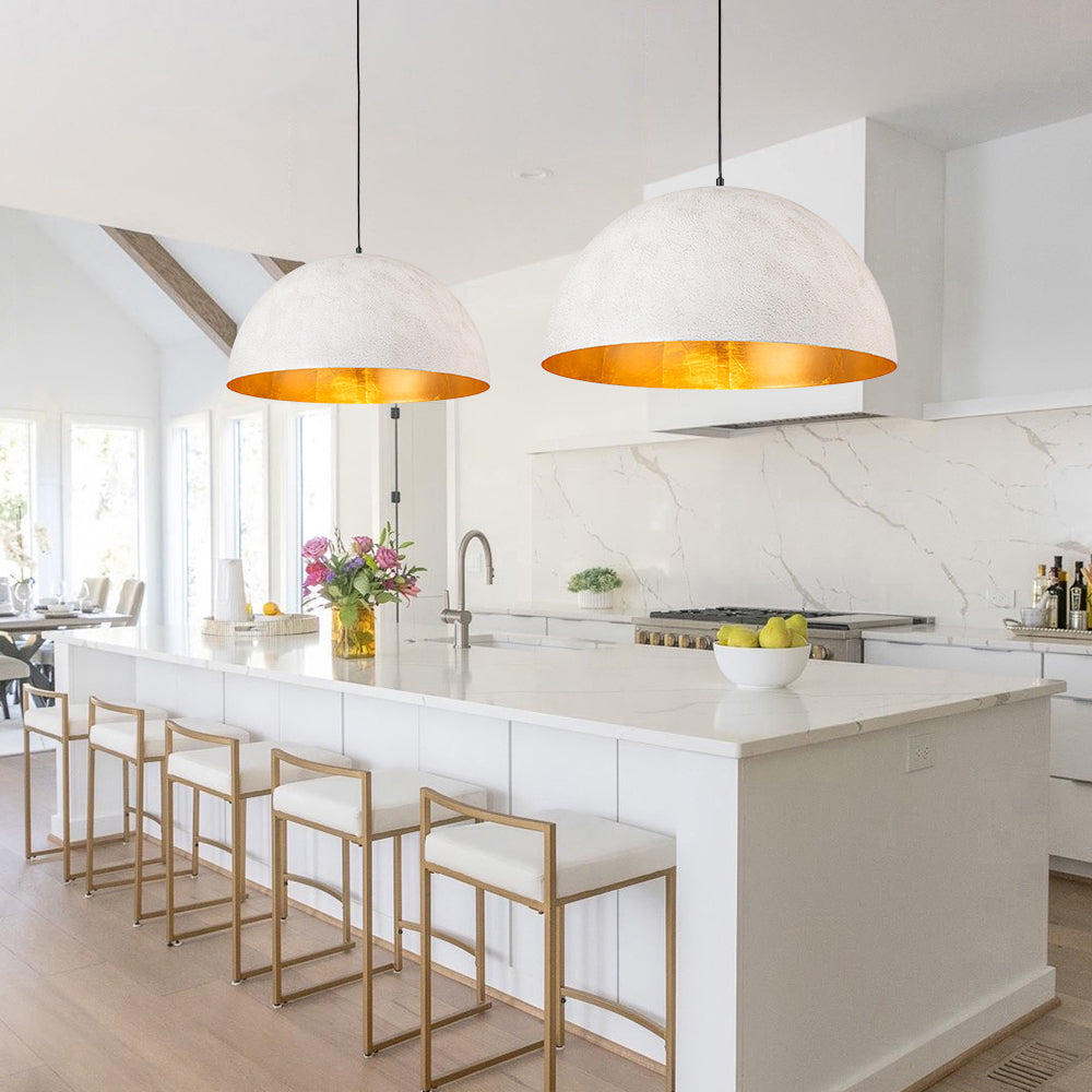 Oversized Dome Metal Pendant Light with Gold Interior