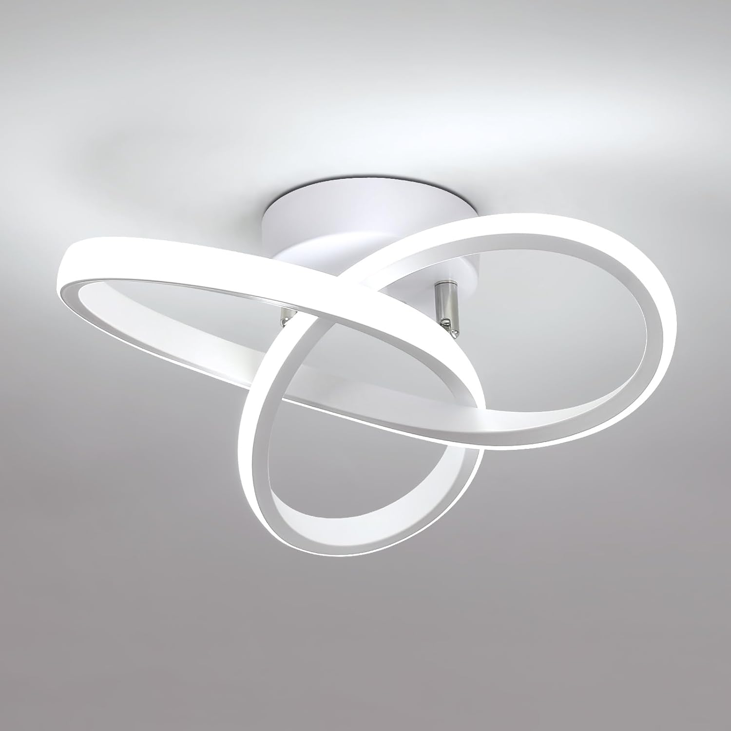 Modern White LED Ceiling Light with Iron and Acrylic Design