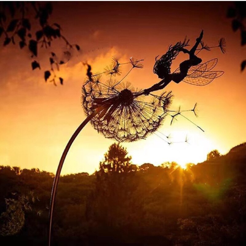 Enchanting Metal Fairy Garden Sculpture - Weather-Resistant Outdoor Decor for Garden Art and Ornaments 12
