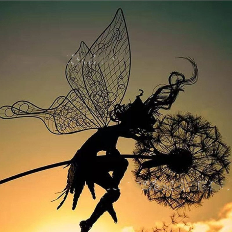 Enchanting Metal Fairy Garden Sculpture - Weather-Resistant Outdoor Decor for Garden Art and Ornaments 9