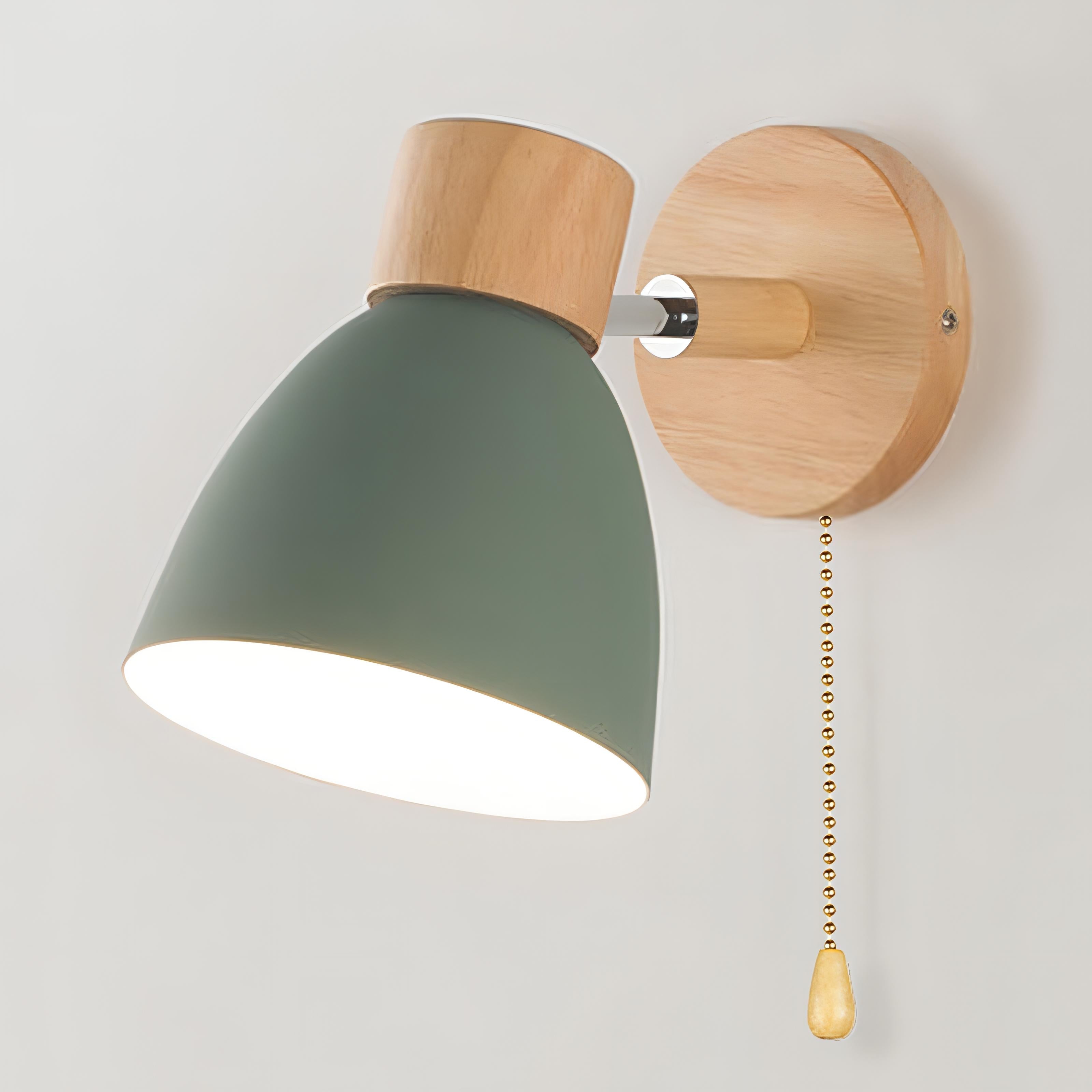 Wooden Nordic Wall Light – Modern Hanging Pull-Switch Lamp