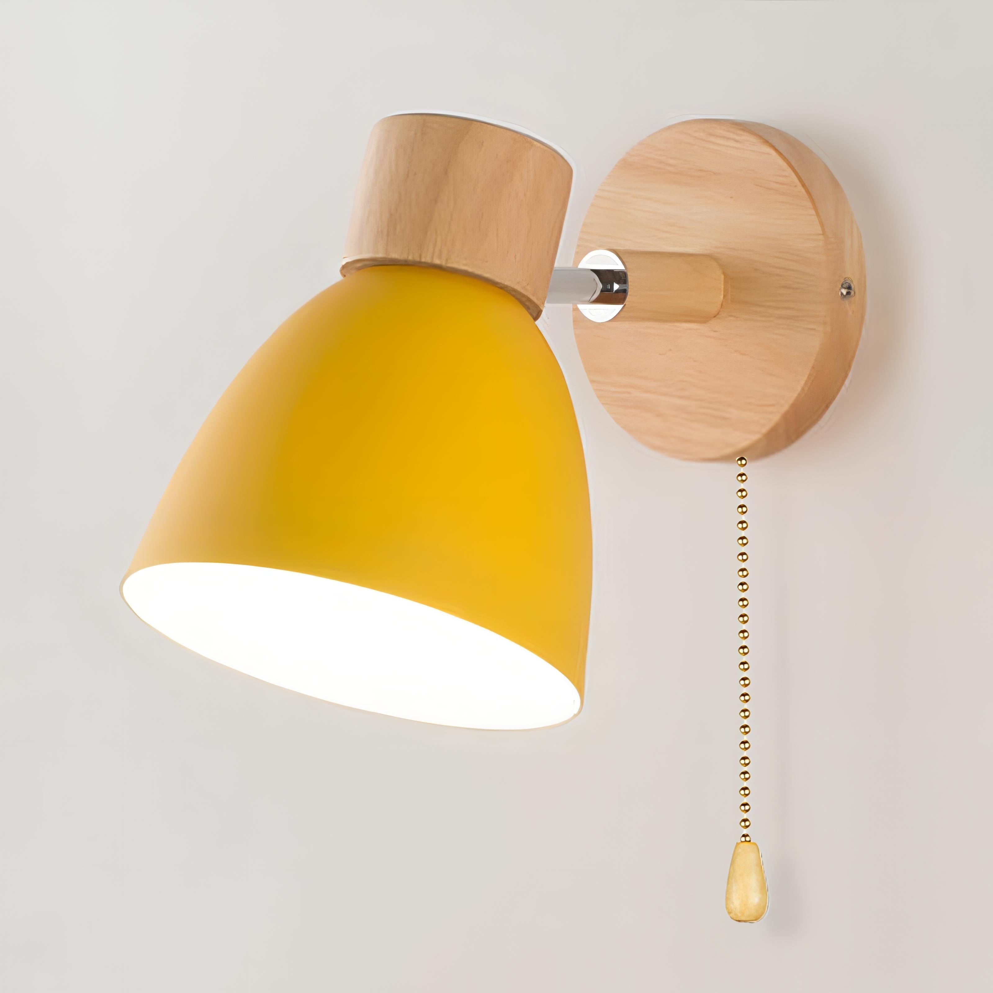 Wooden Nordic Wall Light – Modern Hanging Pull-Switch Lamp