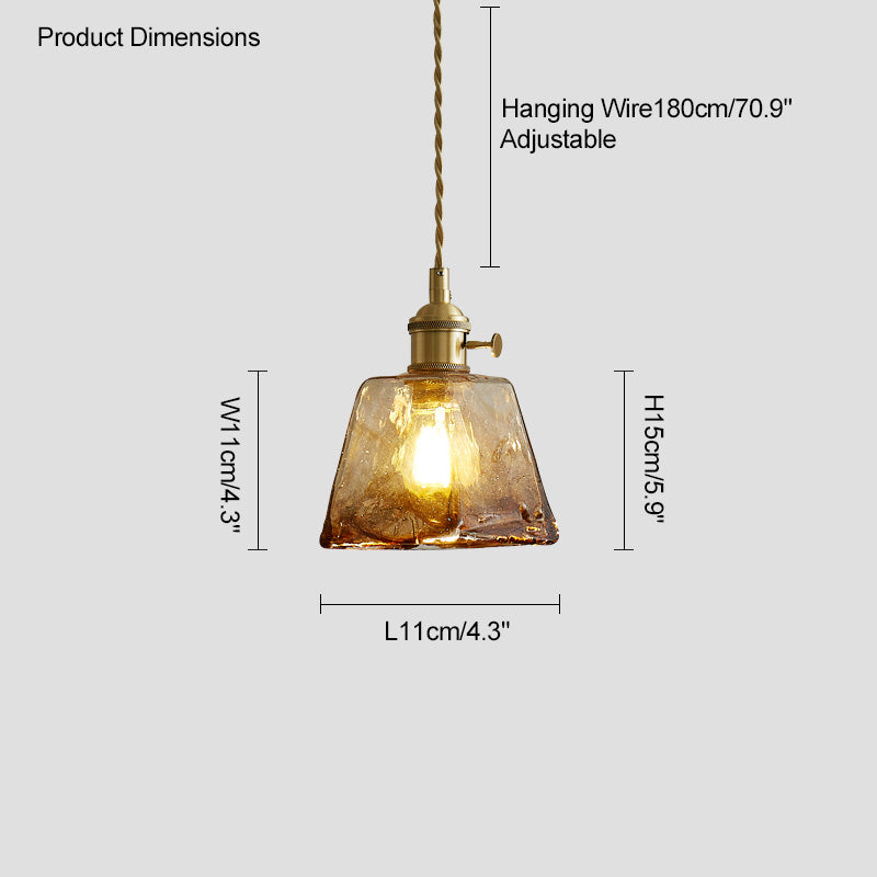 Amber Glass Vintage Pendant Light for Kitchen or Bedroom