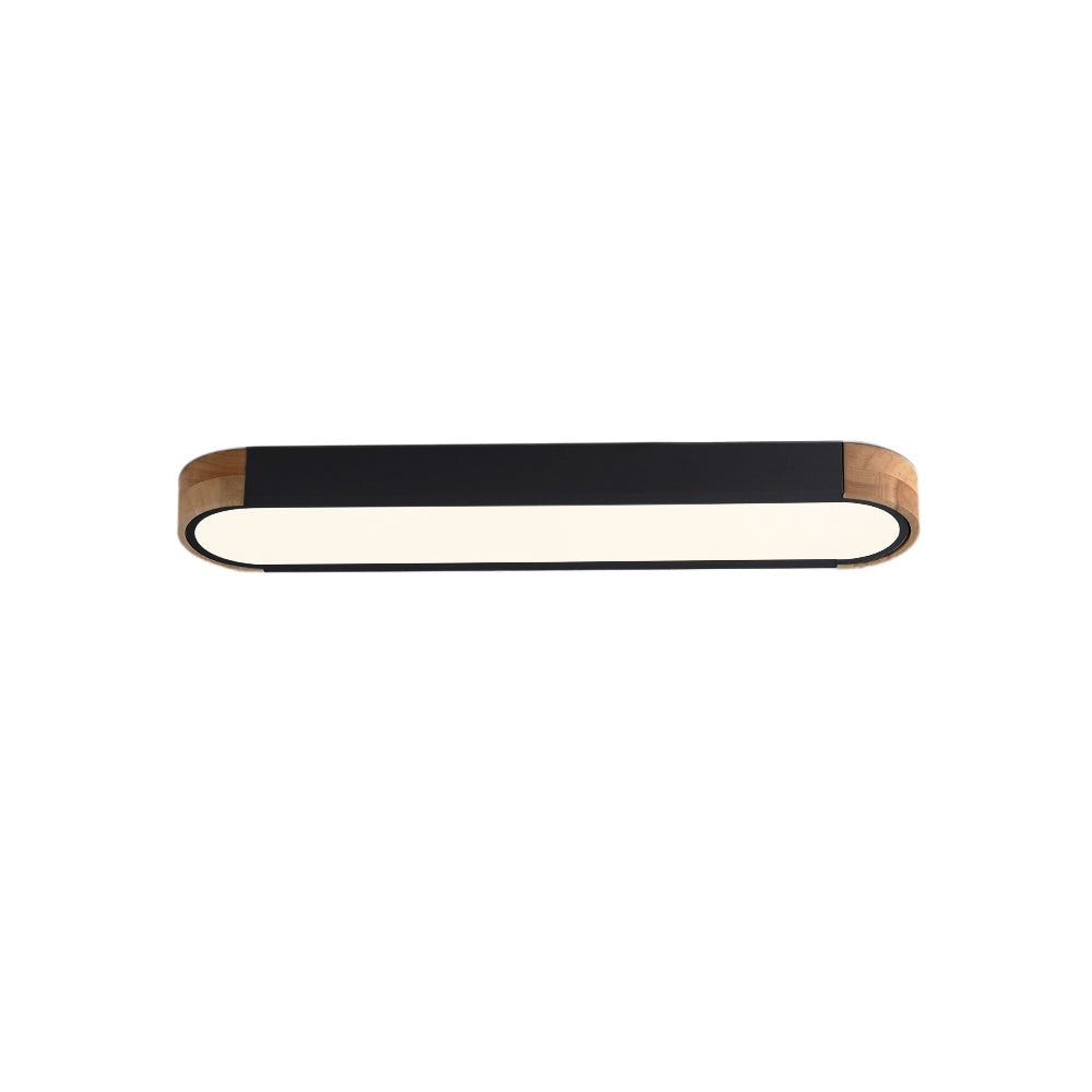 Minimalist Dimmable Oval LED Ceiling Light with Wood Accents