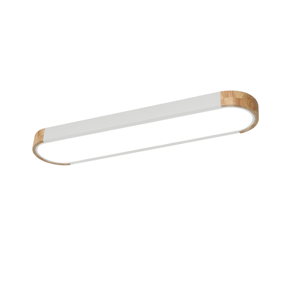 Minimalist Dimmable Oval LED Ceiling Light with Wood Accents
