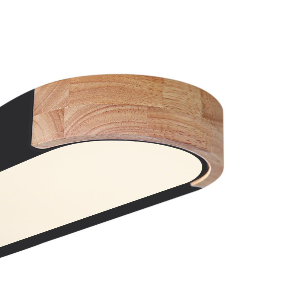 Minimalist Dimmable Oval LED Ceiling Light with Wood Accents