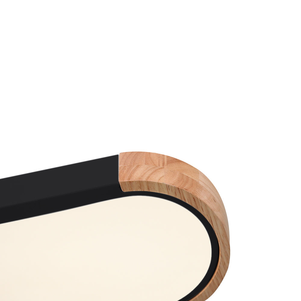 Minimalist Dimmable Oval LED Ceiling Light with Wood Accents