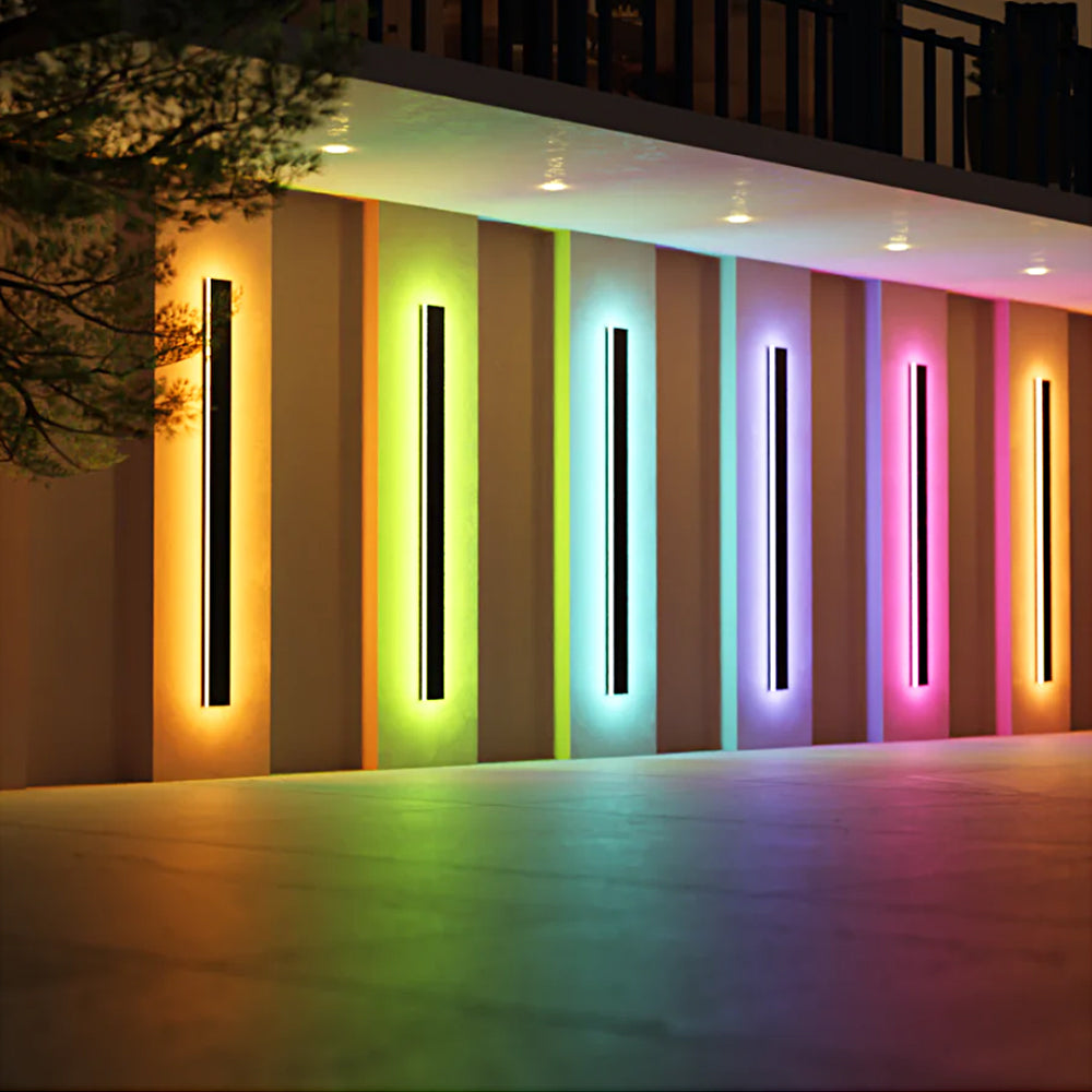 Minimalist RGB LED Outdoor Wall Light Waterproof Linear