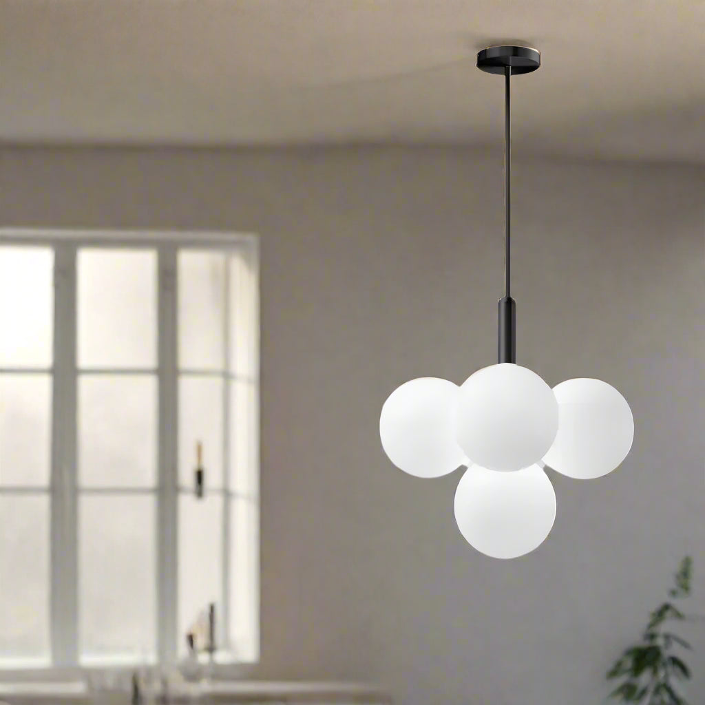 Modern Frosted Glass Chandelier Adjustable LED Ceiling Light