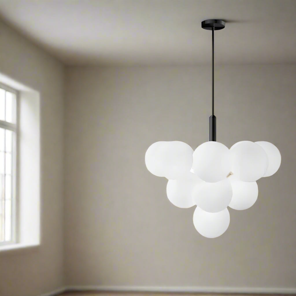 Modern Frosted Glass Chandelier Adjustable LED Ceiling Light