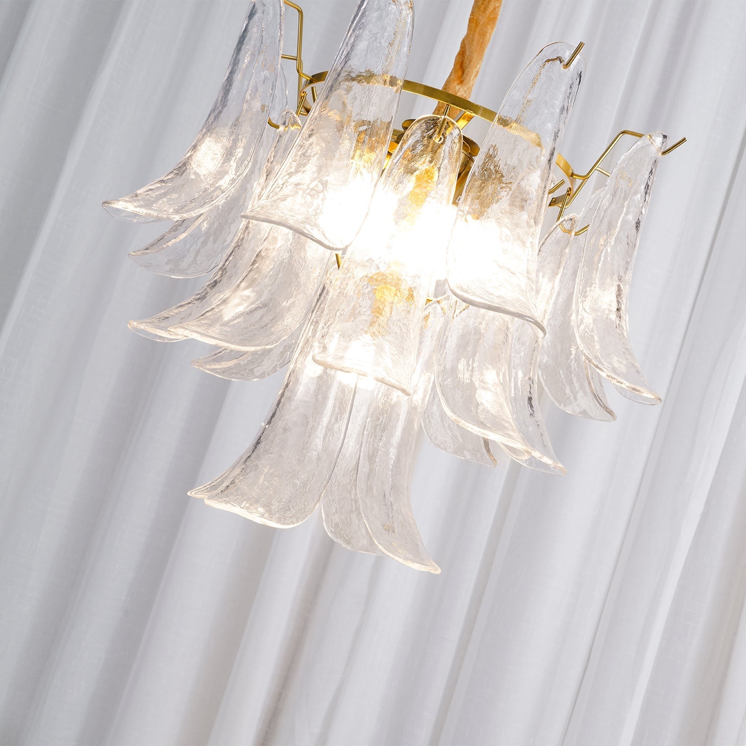 Murano Style Glass Petal Chandelier for Dining or Living Room