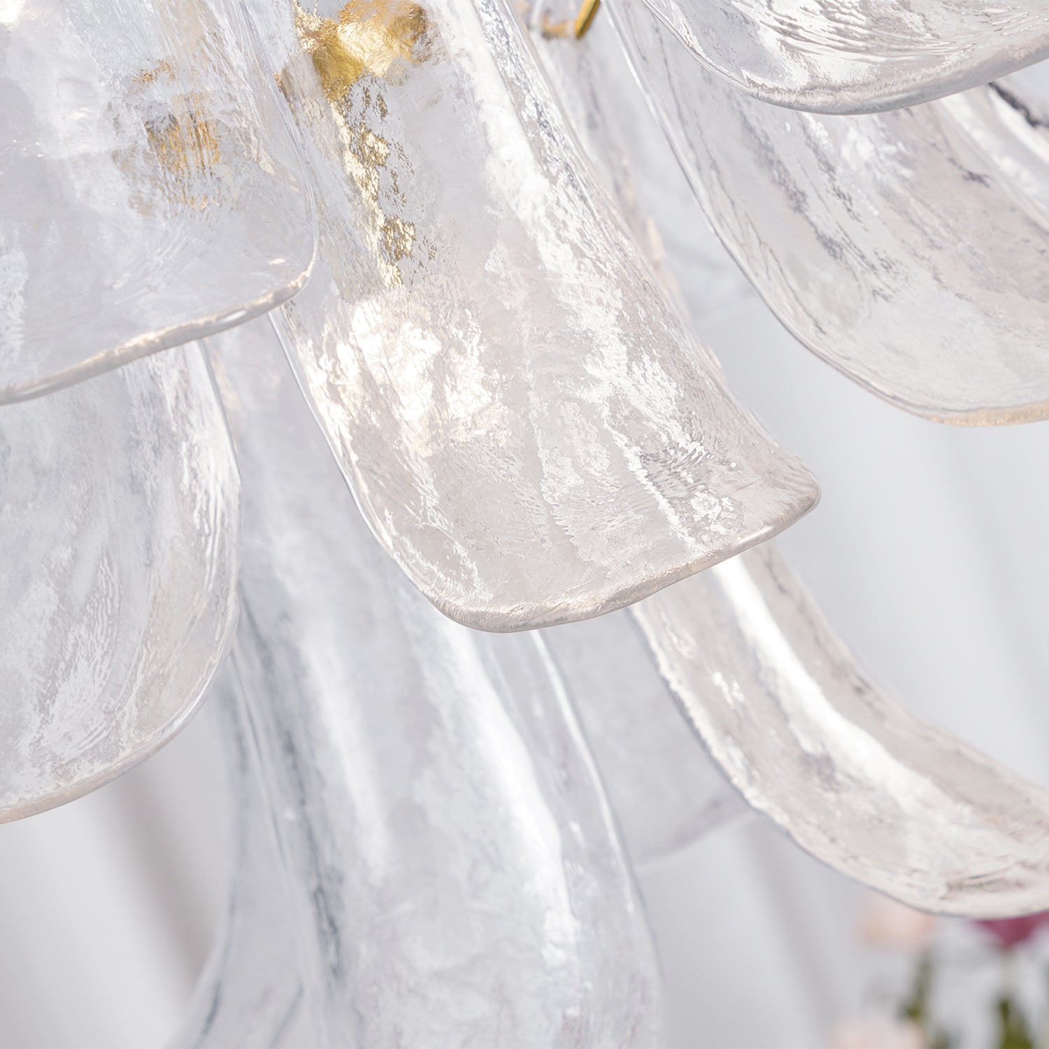 Murano Style Glass Petal Chandelier for Dining or Living Room