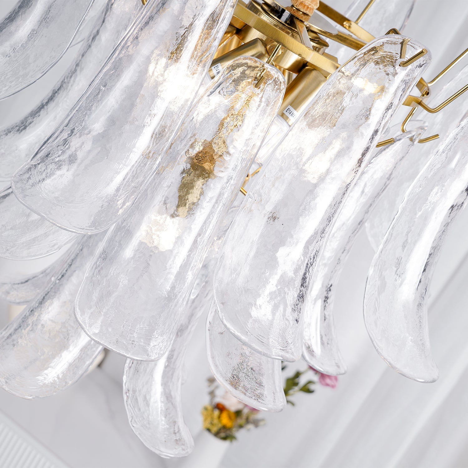 Murano Style Glass Petal Chandelier for Dining or Living Room