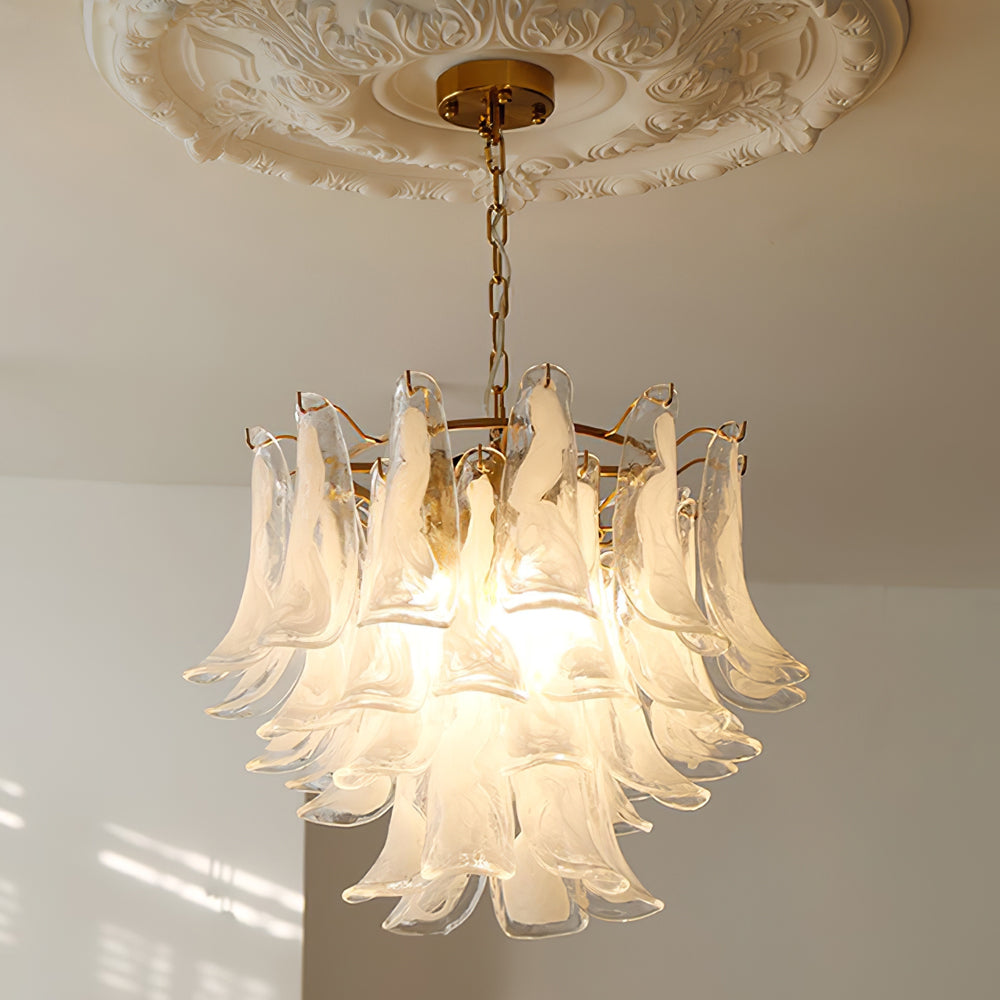 Murano Style Glass Petal Chandelier for Dining or Living Room