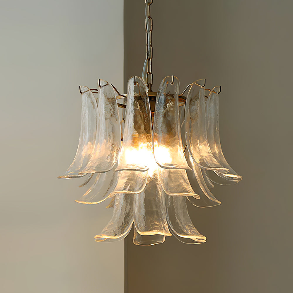 Murano Style Glass Petal Chandelier for Dining or Living Room
