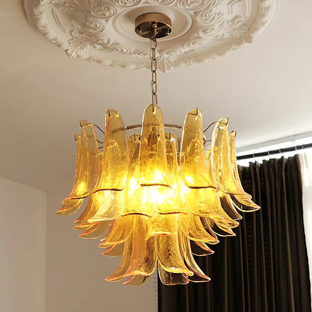 Murano Style Glass Petal Chandelier for Dining or Living Room